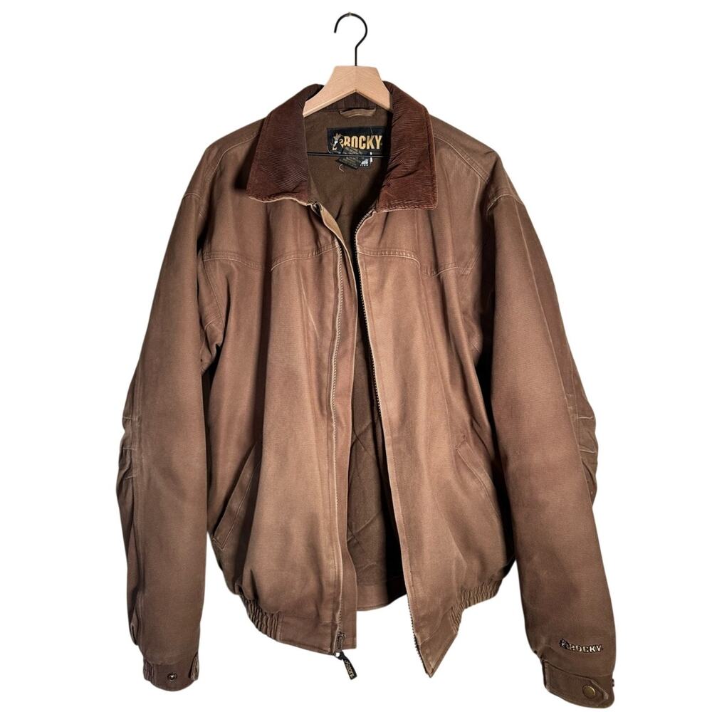 VINTAGE ROCKY Men's Brown workmen’s Chore corduroy collar Barn Jacket XXL